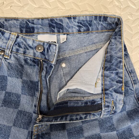 Ragged Priest Checkered Jeans Womens 26 Wide Leg Ankle High Rise Punk Emo Cotton - Picture 8 of 13